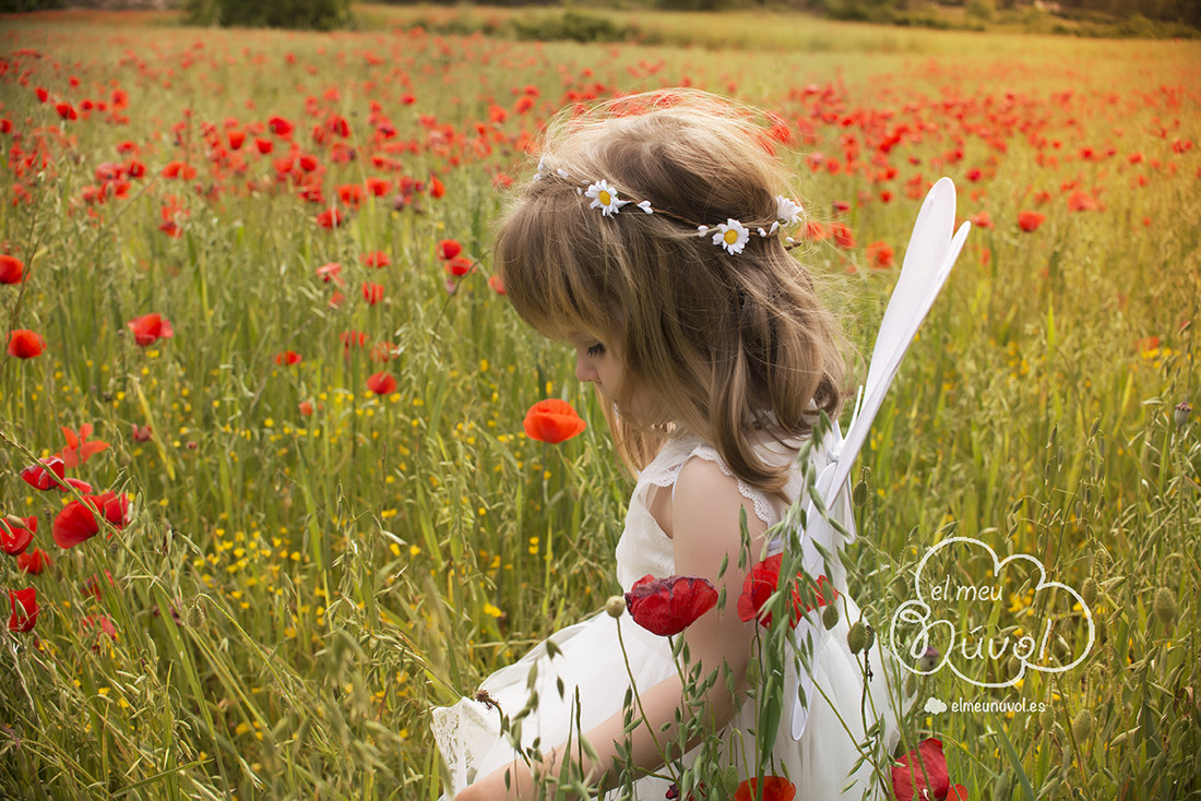 sesión de fotos infantil campo amapolas el meu núvol fotografía igualada barcelona