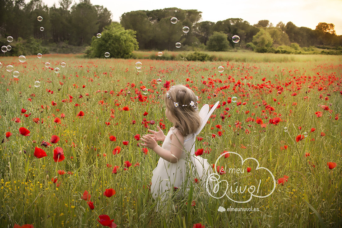 sesión de fotos infantil campo amapolas el meu núvol fotografía igualada barcelona